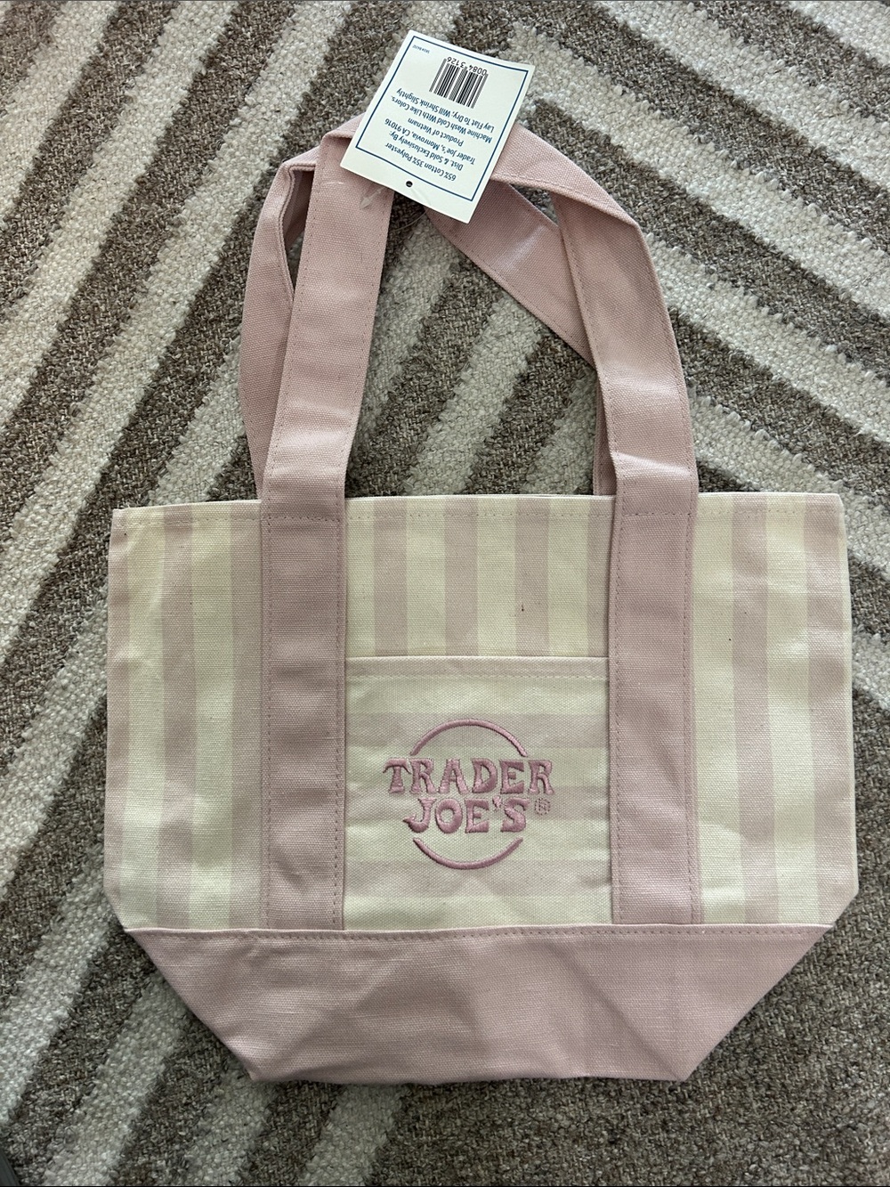 Trader Joe’s Pastel Pinstripe Canvas Tote Bag - Picture 4 of 6
